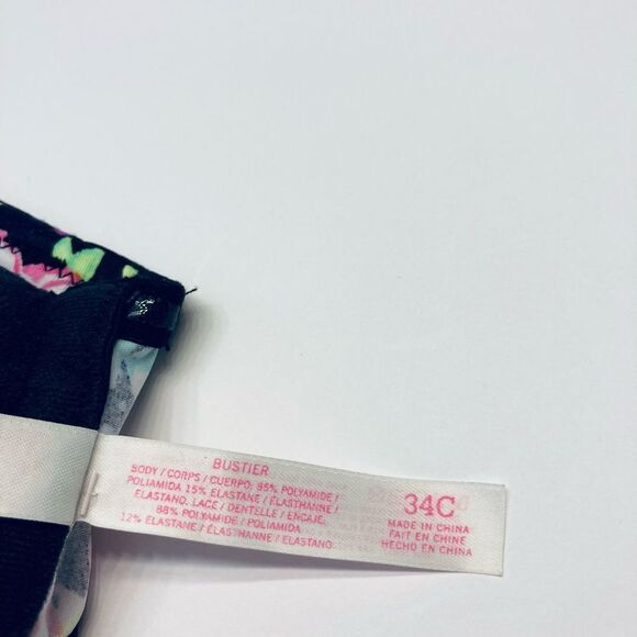 Victorias Secret PINK Floral Bustier Bra 34C Black‎ - Picture 10 of 10